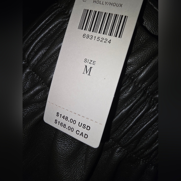 NWT, Anthropologie, Black, Faux Leather, Wrap Skirt, Size M - Picture 4 of 5